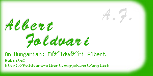 albert foldvari business card